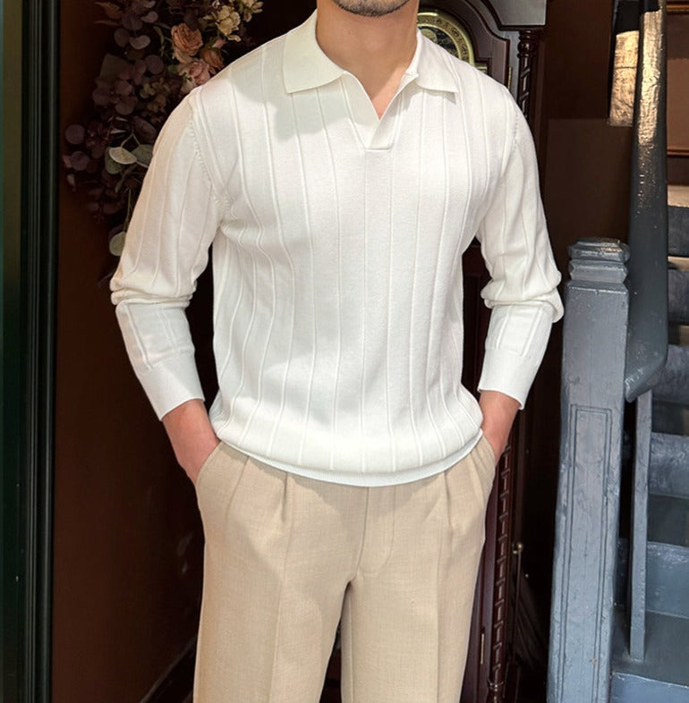Thomas™ | Søren – Struktureret Polo med Lange Ærmer